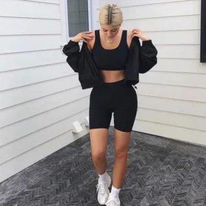 Women's Shorts Shorts Women High Waist Female Motorcycle Shorts Solid Color Fitness Sports Casual Slim Cycling Shorts Summer